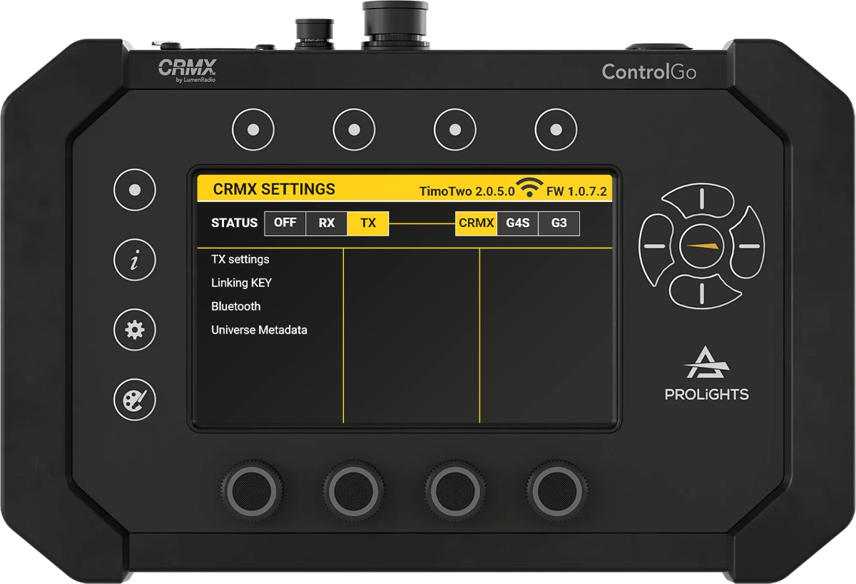 CRMX Settings Screen