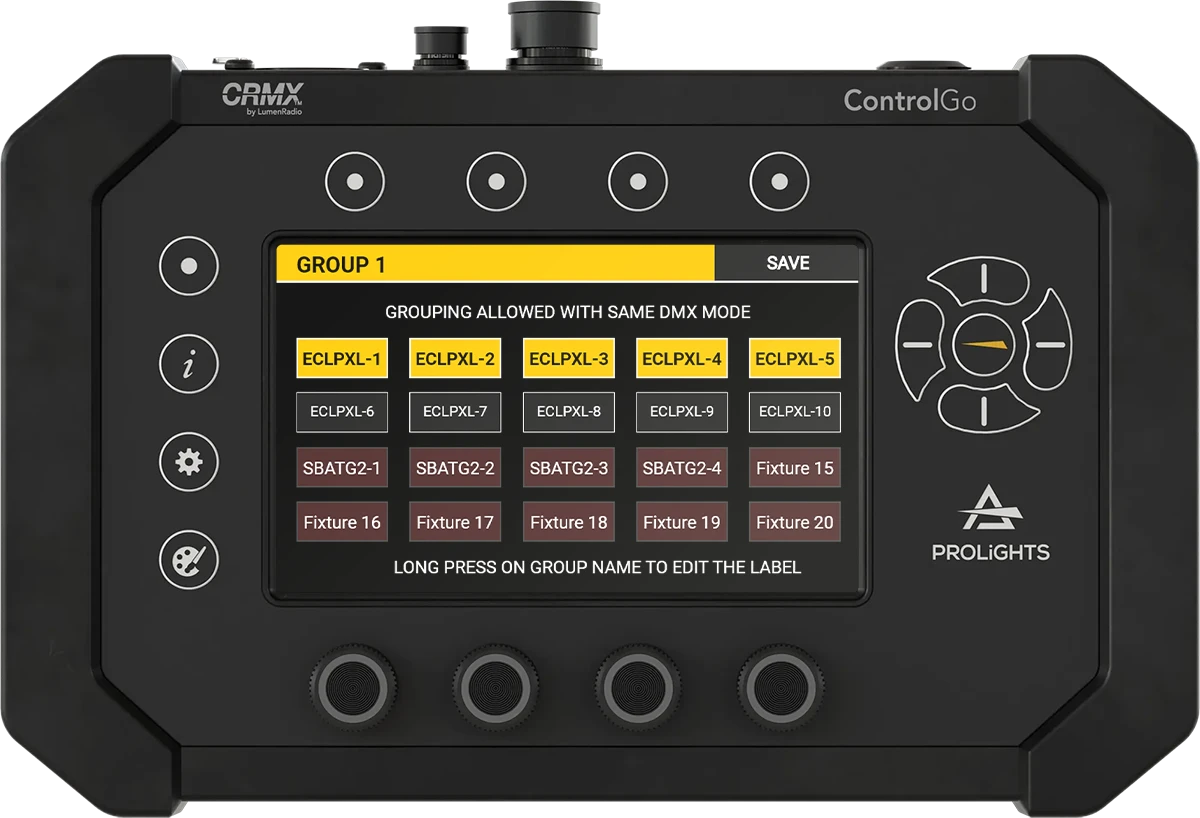 Fixture Control Groups Edit Screen